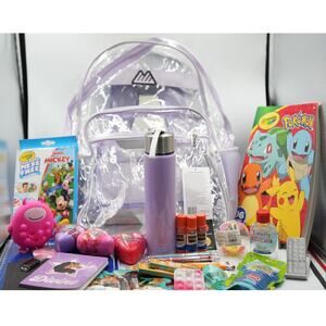 Clear Purple Backpack Bundle - Supplies Crayola Pokemon Dough‎ 25+ Items Bundle